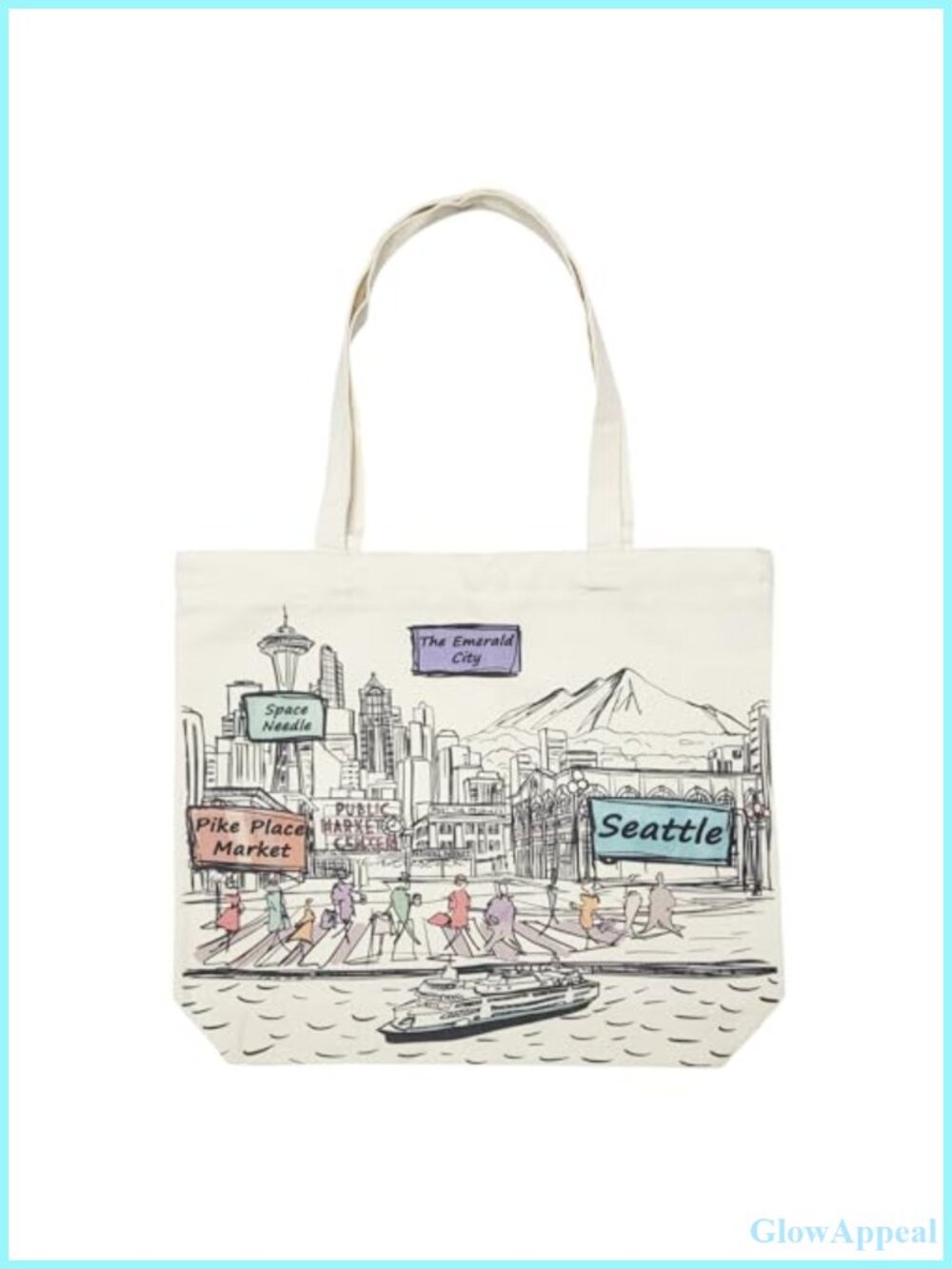 City Artwork Cotton Canvas Tote Bag Double Sided 17x14 Reusable